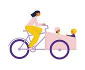 Lastenrad Frau Kinder Transport