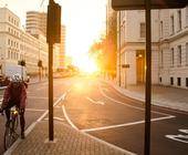 Radfahrer Sonne Stadt