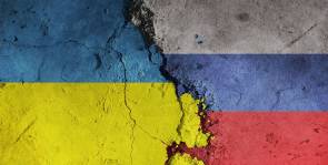 Krieg Ukraine Russland Flaggen 