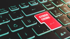 Computertastatur mit roter Cyber-Crime-Taste 