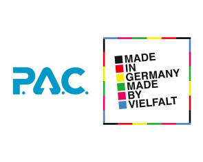 Logos von P.A.C. und „Made in Germany – Made by Vielfalt“ 