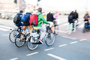 Cyclists in traffic 